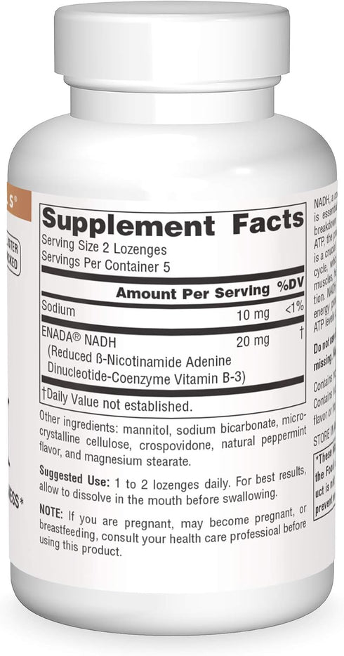 Source Naturals NADH 10mg, 10 Tablets, Boost Energy and Mental Alertness