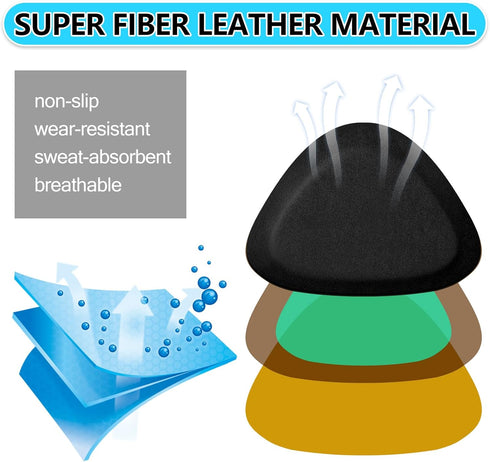 4 Pair Leather Heel Pads, Heel Grips Liner Cushions for Pain Relief, Inserts for Loose Shoes (Black)