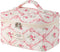 Large Quilted Makeup Bag for Women and Girls, Cute Floral Cotton Cosmetic Bag, Aesthetic Toiletry Bag (01Pink Bows)