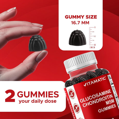 Gummies 60 Gummies Vitamatic Glucosamine Chondroitin with MSM & Vitamin E Joint Support Formula Pectin-Based Vegan
