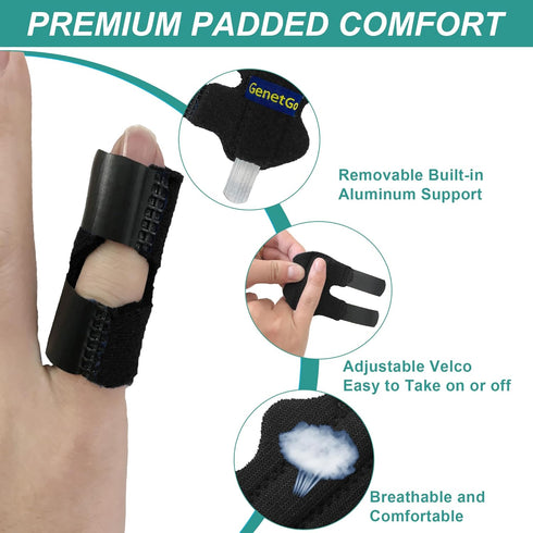 Small Trigger Finger Splint, 2 Pack Pinkie Finger Brace for Immobilization and Sport Injuries (Black)