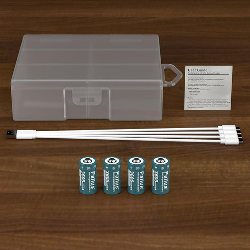 Pallus 4 1 4 Pack LR14 1.5V 3600mWh 1600x Rechargeable Lithium C Batteries with in USB-C Charging Cable, Rechargeable C