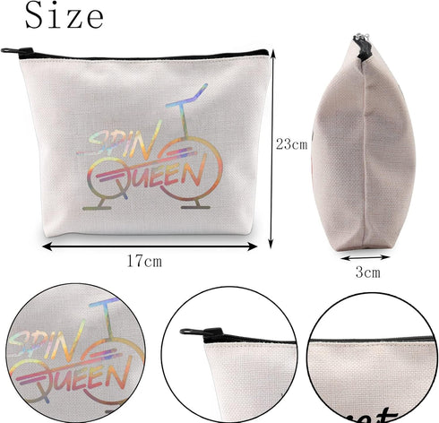 POFULL Indoor Cycling Bike Spin Class Workout Gift, Spin Queen Cosmetic Bags for Spinning Bike Gym