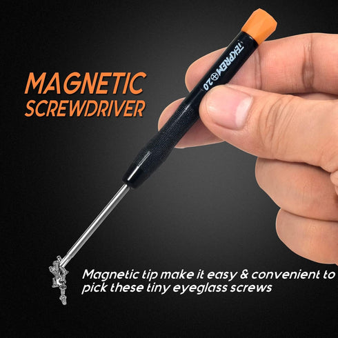 TEKPREM Magnetic Eyeglass Repair Tool Kit, Screwdriver Set with Screws, Nose Pads, and Tweezers