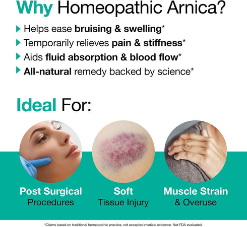 VitaMedica Arnica Montana 30X Homeopathic Tablets for Bruising Pain and Swelling | 2 Pack | 100 Servings