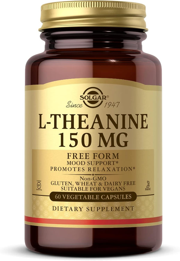 Solgar L-Theanine 150 mg, 60 Vegetable Capsules, Promotes Relaxation, Non-GMO, Vegan, Gluten Free