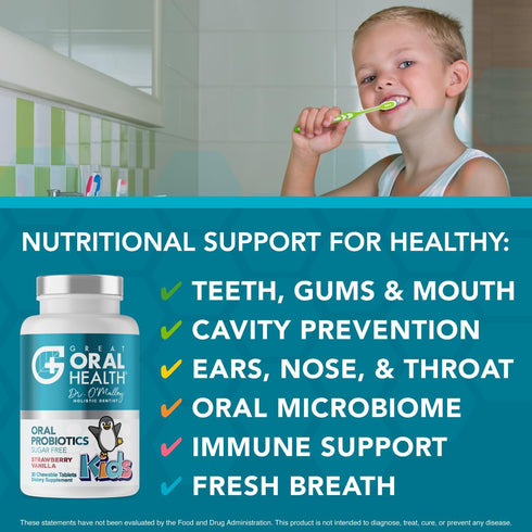 Children's Oral Probiotics, Cavity Prevention & Bad Breath Treatment Supplement w/BLIS K12, 30 Lozenge Strawberry