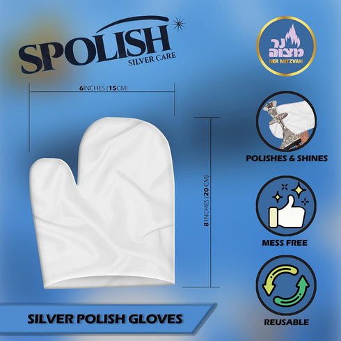 Ner Mitzvah Silver Polish Glove - 3 Reusable Gloves for Instant Shine and Quick Tarnish Removal for Silverware and