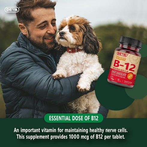 DEVA Vegan Vitamin B12 Fast Dissolve Supplement - 1000 Mcg, Lemon Flavor, 90 Tablets