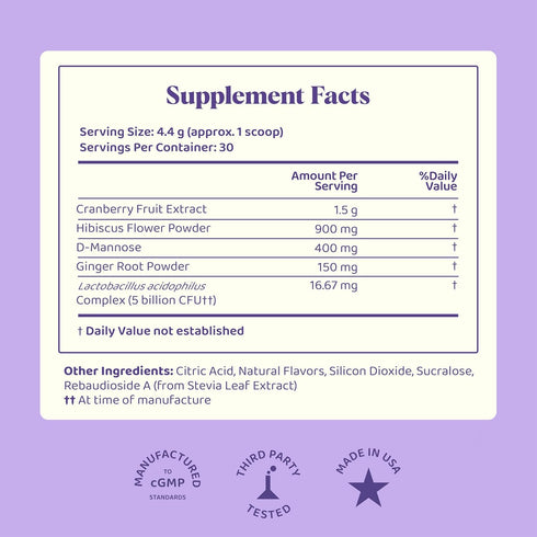 JoySpring pH Balance Vaginal Probiotic Powder for Women | Lactobacillus Acidophilus + D-Mannose with Cranberry