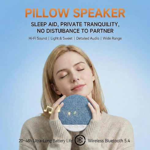 LINMUSEN 12mm Bluetooth Pillow Speaker for Sleeping, Ultra Thin Under Pillow Speaker Wireless Sleep Aid with White