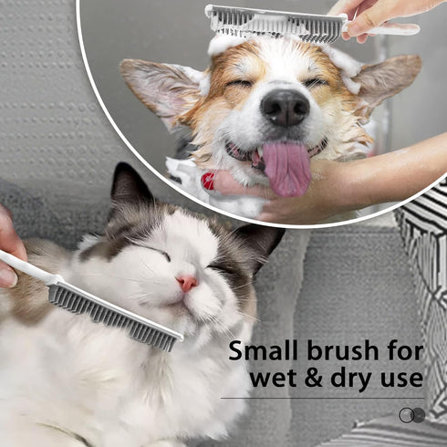Rubber Broom with Squeegee, 52.8 inches Long Handle, Pet Hair Removal Tool, Portable Lint Brush for Carpet, Tile,