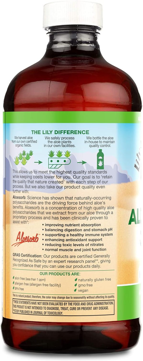 Lily Of The Desert Aloe Vera Juice Drink, Inner Fillet, Vegan Dietary & Immune Support, Gluten Free Liquid Digestive