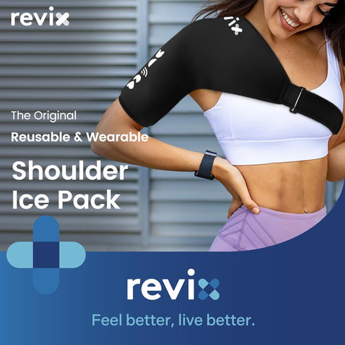 REVIX Shoulder Ice Pack Wrap, Reusable Gel Cold Pack for Arm & Rotator Cuff Tear, Compression for Shoulder Pain Relief