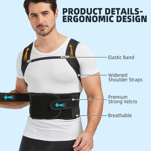 Adjustable Back Brace Posture Corrector for Men and Women, Back Straightener Support Belt for Pain Relief, Back Neck