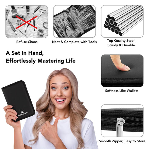 Manicure Set 32pcs, Professional Nail Clippers Kit, Stainless Steel Grooming Tools for Travel Pedicure Care