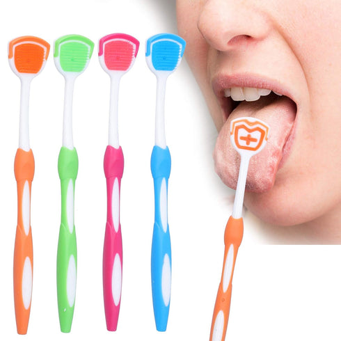 Tongue Scraper - Plastic Tongue Cleaning Brush, Portable Freshen Breath Tool for Oral Care