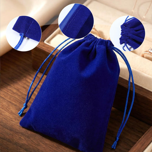 Qulkws 4 Pack 7.08 5.1in Velvet Drawstring Pouches Soft Velvets Bags with Drawstrings Small Drawstring Pouch x Dice