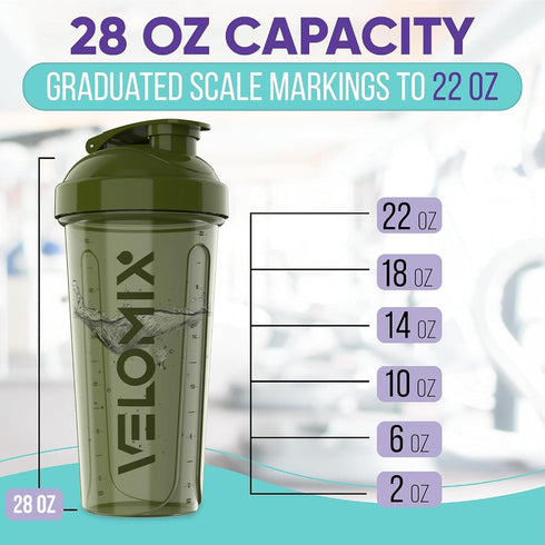 2 Pack 28 oz Protein Shaker Bottles for Protein Mixes - Leak Proof Shaker Cups - Green & Blue