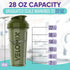 2 Pack 28 oz Protein Shaker Bottles for Protein Mixes - Leak Proof Shaker Cups - Green & Blue