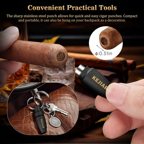 Cigar Humidor Set, Travel Humidor for Cigars, Includes 2 Cigar Cutters, Humidity Pack, Airtight Cigar Case (Dark)