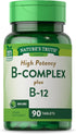Nature's Truth Vitamin B Complex | Plus B12 | 90 Tablets | Vegetarian and Non-GMO Supplement