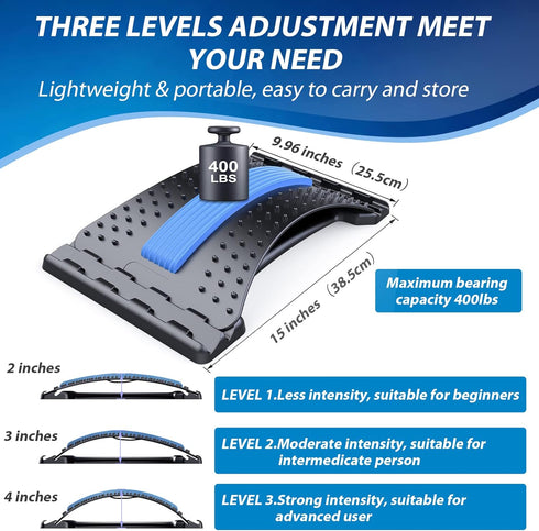 Back Stretcher for Lower Back Pain Relief, 3 Level Adjustable Lumbar Cracker Board, Spine Decompression