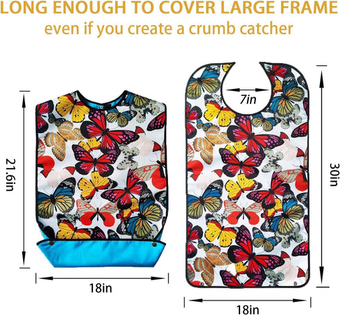 Pafusen Adult Bibs for Elderly Women, Reusable Large Adult Bib for Eating with Snaps, Feeding Bibs for Adults Senior