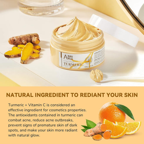 ANAI RUI Vitamin C Face Mask with Turmeric and Kaolin Clay for Dark Spots, Skincare Facial Mask, 4.23 OZ