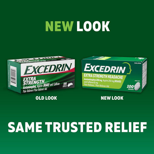 Excedrin Extra Strength Caplets for Headache Pain Relief, 24 Count, Acetaminophen 250mg, Aspirin 250mg, Caffeine 65mg