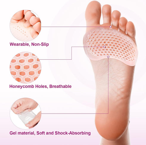 Metatarsal Pads for Women, 6 Pack Ball of Foot Cushions for Pain Relief, Soft Shoe Pads Forefoot Pad