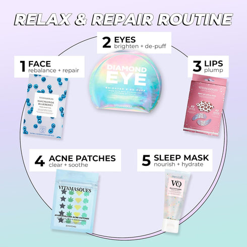 Best of Eyes & Lips Set Vitamasques Under Eye Patches & Lip Mask Sheets - Eye Patches for Puffy Eyes, Under Eye Masks