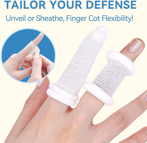 Pack 60 Dimora Finger Cots, of (Large Size) Finger Protectors, Breathable Bandages for Wound Care, Stretchy Sleeves