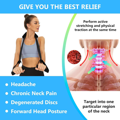 Neck Stretcher Exerciser, FSA/HSA Eligible, Cervical Traction Device for Neck Pain Relief and Spine Alignment. Portable