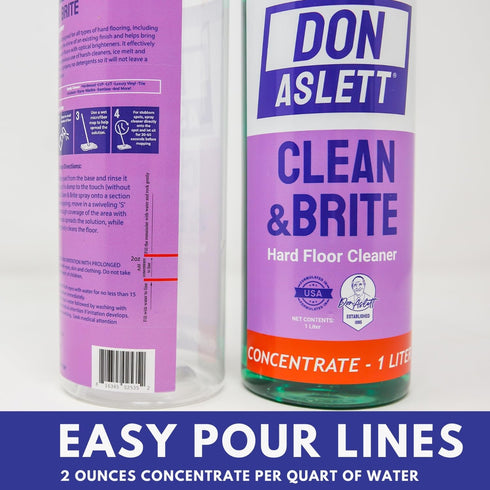 Set (1 32 Oz Don Aslett Clean & Brite Quart Concentrate and Ready-To-Use Spray Bottle) Floor Cleaner | Restore Natural