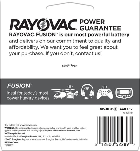 Rayovac AA Batteries, Fusion Premium Double A Alkaline, 8 Count