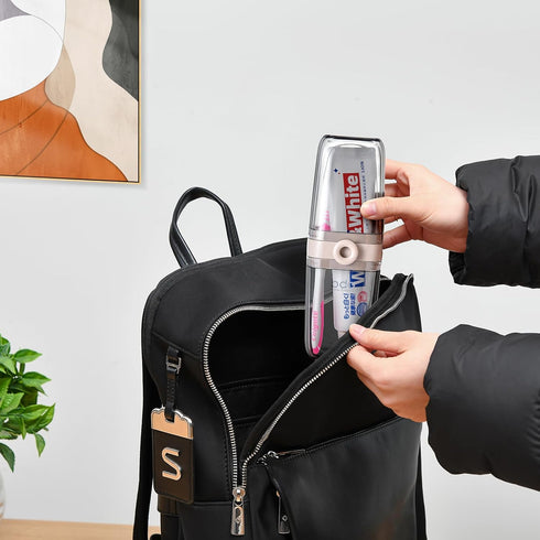 VITVITI White Toothbrush Travel Case, Portable 7.88 Inch Holder for Toothpaste & Toothbrush for Trip or Bathroom