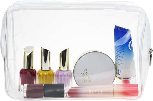 5 Pack TSA Approved Clear Cosmetics Bag, Waterproof Makeup Pouch for Travel, Bathroom, and Organizing, Large, White