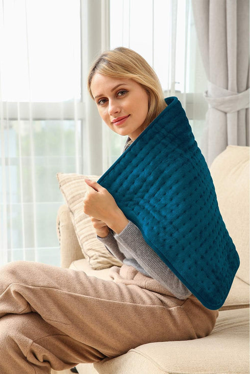 Ambershine XXXL King Size Heating Pad 17"x33" with 12 Temperature Settings for Pain Relief, Dark Teal