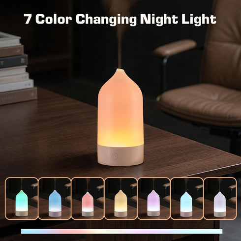 SIHUADON 120ml 3-in-1 7 Essential Oil Diffuser, Aromatherapy Diffuser Small Ultrasonic Cool Mist Humidifier with Color