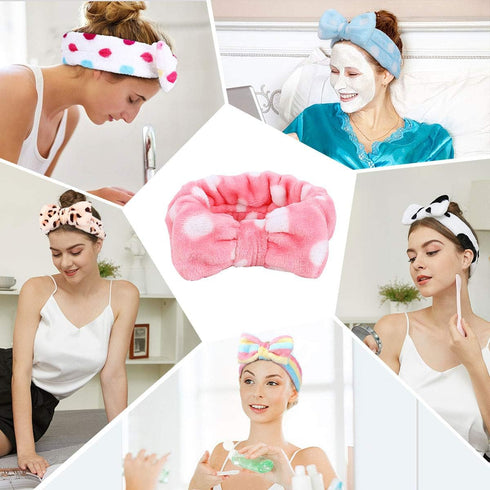 LADES Adjustable Soft Skincare Headband, Comfortable & Stretchy Fabric, Cute Patterns for Makeup