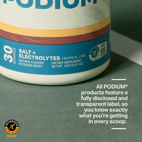 Podium Nutrition Training Salt + Electrolytes Powder, Tropical Lime, 30 Servings for Post Workout Hydration & Muscle