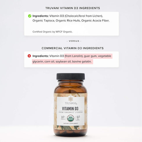 Truvani Organic Lichen Vitamin D3, 30 Tablets