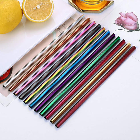 Vilihkc Stainless Steel Straw Set, Heart-Shaped Mouth, Food Grade Reusable Metal Drinking Straws with Cleaning Brush