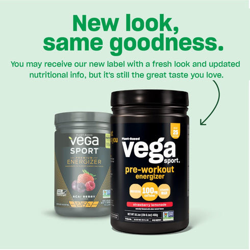 Vega Sport Pre-Workout Energizer - Berry Powder for Energy and Focus, Vegan, 1.1 lbs