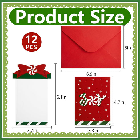 Watayo 12 Sets Christmas Money and Gift Card Sleeves- Christmas Money Holder Ornaments for Cash Gifts with Envelopes