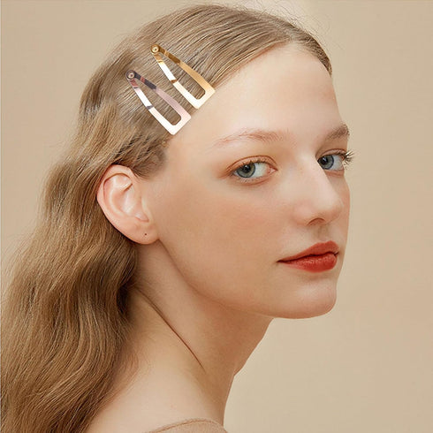 Snap Hair Clips in 5 Colors, Metal Hair Barrettes for Women and Girls Hair Accessories