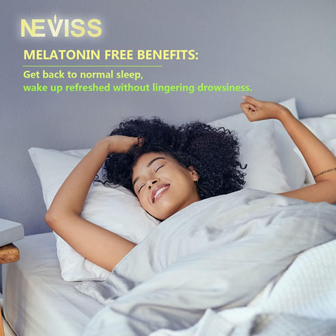 NEVISS Melatonin Free Sleep Aid Gummies - GABA, L-Tryptophan, Magnesium, Vegan, 2 Pack