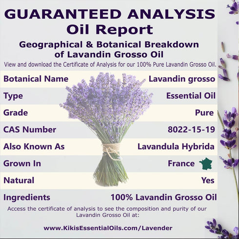 Kiki's Essential Oils 100% 4 Oz Kiki's Lavender Essential Oil with Glass Dropper | Pure and Natural Lavender Oil |