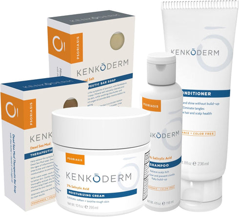 Kenkoderm Psoriasis Shampoo, 4 Oz, 3% Salicylic Acid, Anti Dandruff & Seborrheic Dermatitis, Fragrance Free,